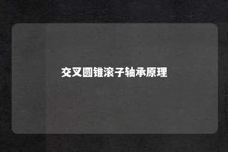交叉圆锥滚子轴承原理 
